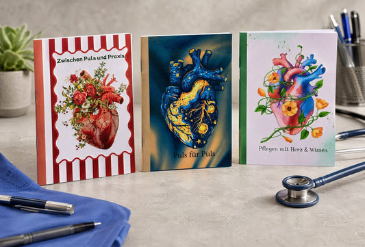Notizheft-Set Herz & Anatomie (3er-Pack)